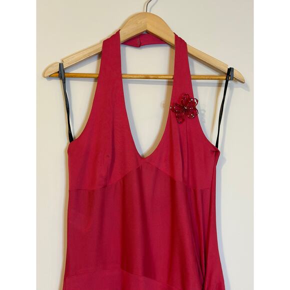 Vintage 70s Disco Dress MNG Womens XL Pink Halterneck Slip Cocktail Barbie Party - Picture 9 of 13